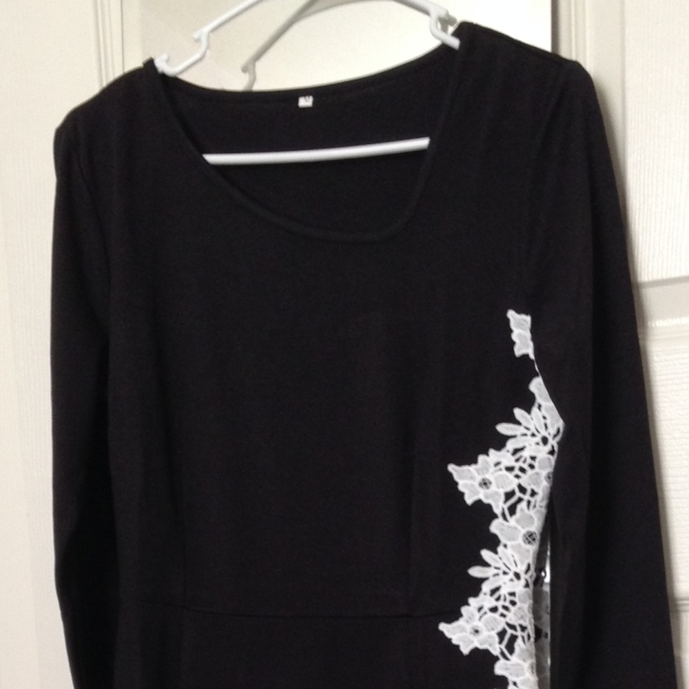 Asymmetric Hem Long Sleeve Bodycon Dress